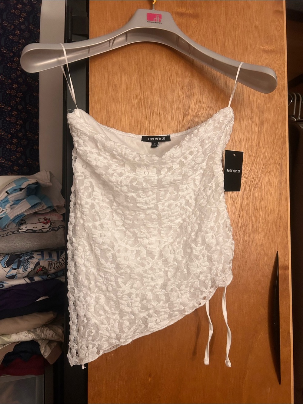 Forever 21 White Lace Asymmetrical Top